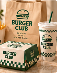 Gobelets et boîtes fast-food personnalisés