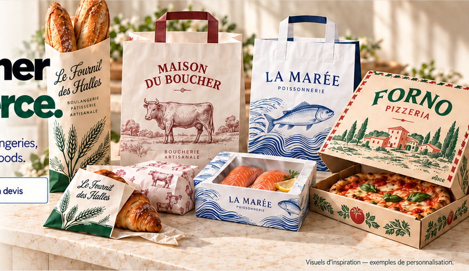 Sacs et boîtes personnalisés pour les commerces de bouche